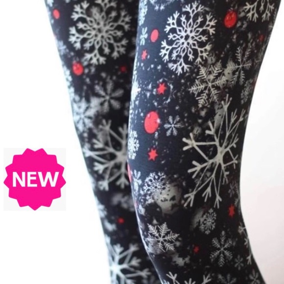 Plus NEW Womens Christmas Snowflake Leggings Buttery Soft Yoga Pant - Picture 1 of 8